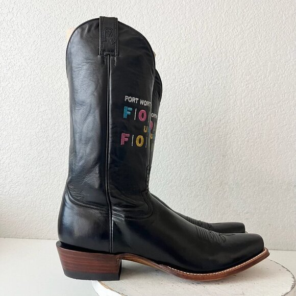 NEW Rod Patrick Mens Cowboy Boots 15.5AAAA Black Calf Leather Western Blunt Toe - Picture 2 of 13